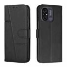 For Xiaomi Redmi 11A 4G Stitching Calf Texture Buckle Leather Phone Case(Black) - 1