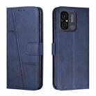 For Xiaomi Redmi 11A 4G Stitching Calf Texture Buckle Leather Phone Case(Blue) - 1