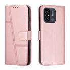 For Xiaomi Redmi 11A 4G Stitching Calf Texture Buckle Leather Phone Case(Rose Gold) - 1