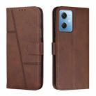 For Xiaomi Redmi Note 12 Global / Poco X5 5G Stitching Calf Texture Buckle Leather Phone Case(Brown) - 1