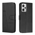 For Xiaomi Redmi Note 12 Pro 5G Global Stitching Calf Texture Buckle Leather Phone Case(Black) - 1