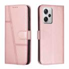 For Xiaomi Redmi Note 12 Pro 5G Global Stitching Calf Texture Buckle Leather Phone Case(Rose Gold) - 1