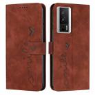 For Xiaomi Redmi K60 / K60 Pro Skin Feel Heart Pattern Leather Phone Case(Brown) - 1