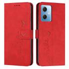 For Xiaomi Redmi Note 12 Global / Poco X5 5G Skin Feel Heart Pattern Leather Phone Case(Red) - 1