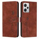 For Xiaomi Redmi Note 12 Pro 5G Global Skin Feel Heart Pattern Leather Phone Case(Brown) - 1