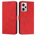 For Xiaomi Redmi Note 12 Pro 5G Global Skin Feel Heart Pattern Leather Phone Case(Red) - 1