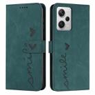 For Xiaomi Redmi Note 12 Pro 5G Global Skin Feel Heart Pattern Leather Phone Case(Green) - 1