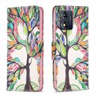 For Motorola Moto E13 4G Colored Drawing Pattern Leather Phone Case(Tree Life) - 1