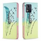 For Motorola Moto E13 4G Colored Drawing Pattern Leather Phone Case(Feather) - 1