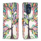 For Motorola Moto G 5G 2023 Colored Drawing Pattern Leather Phone Case(Tree Life) - 1