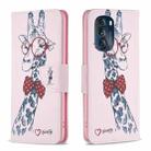 For Motorola Moto G 5G 2023 Colored Drawing Pattern Leather Phone Case(Deer) - 1