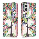 For Motorola Moto G73 5G Colored Drawing Pattern Leather Phone Case(Tree Life) - 1