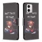 For Motorola Moto G73 5G Colored Drawing Pattern Leather Phone Case(Bear) - 1