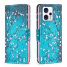 For Motorola Moto G13 4G/G23 4G/G53 5G Colored Drawing Pattern Leather Phone Case(Plum Blossom) - 1