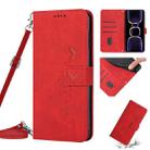 For Xiaomi Redmi 11A 4G Skin Feel Heart Pattern Leather Phone Case with Lanyard(Red) - 1