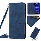 For Xiaomi Redmi Note 12 Global / Poco X5 5G Skin Feel Heart Pattern Leather Phone Case with Lanyard(Blue) - 1