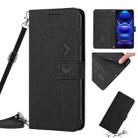 For Xiaomi Redmi Note 12 Global / Poco X5 5G Skin Feel Heart Pattern Leather Phone Case with Lanyard(Black) - 1