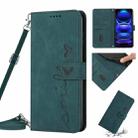 For Xiaomi Redmi Note 12 Global / Poco X5 5G Skin Feel Heart Pattern Leather Phone Case with Lanyard(Green) - 1