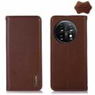 For OnePlus 11 5G KHAZNEH Nappa Top Layer Cowhide Leather Phone Case(Brown) - 1