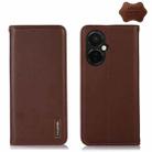 For OnePlus Nord CE 3 Lite KHAZNEH Nappa Top Layer Cowhide Leather Phone Case(Brown) - 1