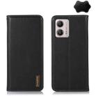 For Motorola Moto G53 5G KHAZNEH Nappa Top Layer Cowhide Leather Phone Case(Black) - 1