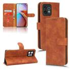 For Motorola Moto X40 Skin Feel Magnetic Flip Leather Phone Case(Brown) - 1