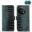 For OnePlus 11 5G Crocodile Top Layer Cowhide RFID Leather Phone Case(Green) - 1