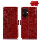 For OnePlus Nord CE 3 Lite Crocodile Top Layer Cowhide RFID Leather Phone Case(Red) - 1