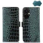 For OnePlus Nord CE 3 Lite Crocodile Top Layer Cowhide RFID Leather Phone Case(Green) - 1