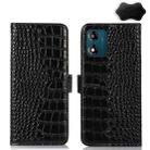 For Motorola Moto E13 4G 2023 Crocodile Top Layer Cowhide RFID Leather Phone Case(Black) - 1