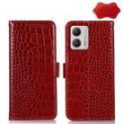 For Motorola Moto G53 5G Crocodile Top Layer Cowhide RFID Leather Phone Case(Red) - 1