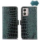 For Motorola Moto G53 5G Crocodile Top Layer Cowhide RFID Leather Phone Case(Green) - 1