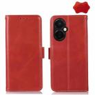 For OnePlus Nord CE 3 Lite Crazy Horse Top Layer Cowhide RFID Leather Phone Case(Red) - 1