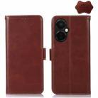 For OnePlus Nord CE 3 Lite Crazy Horse Top Layer Cowhide RFID Leather Phone Case(Brown) - 1