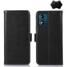 For Motorola Moto E13 4G 2023 Crazy Horse Top Layer Cowhide RFID Leather Phone Case(Black) - 1