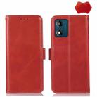 For Motorola Moto E13 4G 2023 Crazy Horse Top Layer Cowhide RFID Leather Phone Case(Red) - 1