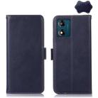 For Motorola Moto E13 4G 2023 Crazy Horse Top Layer Cowhide RFID Leather Phone Case(Blue) - 1