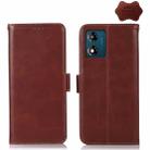 For Motorola Moto E13 4G 2023 Crazy Horse Top Layer Cowhide RFID Leather Phone Case(Brown) - 1