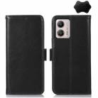 For Motorola Moto G53 5G Crazy Horse Top Layer Cowhide RFID Leather Phone Case(Black) - 1