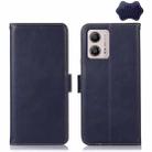 For Motorola Moto G53 5G Crazy Horse Top Layer Cowhide RFID Leather Phone Case(Blue) - 1