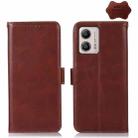 For Motorola Moto G53 5G Crazy Horse Top Layer Cowhide RFID Leather Phone Case(Brown) - 1