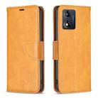 For Motorola Moto E13 4G Lambskin Texture Leather Phone Case(Yellow) - 1