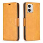 For Motorola Moto G73 5G Lambskin Texture Leather Phone Case(Yellow) - 1