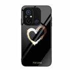 For Xiaomi Redmi 12C Colorful Painted Glass Phone Case(Black Love) - 1