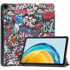 For Huawei Matepad SE 10.4 Custer Painted 3-Fold Holder Leather Tablet Case(Graffiti) - 1