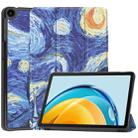 For Huawei Matepad SE 10.4 Custer Painted 3-Fold Holder Leather Tablet Case(Starry Sky) - 1
