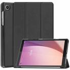 For Lenovo Tab M8 4th Gen / TB-300FU Custer Pure Color 3-Fold Holder Leather Tablet Case(Black) - 1