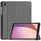 For Lenovo Tab M8 4th Gen / TB-300FU Custer Pure Color 3-Fold Holder Leather Tablet Case(Grey) - 1