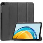 For Huawei Matepad SE 10.4 Custer Pure Color 3-Fold Holder Leather Tablet Case(Black) - 1