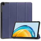 For Huawei Matepad SE 10.4 Custer Pure Color 3-Fold Holder Leather Tablet Case(Dark Blue) - 1